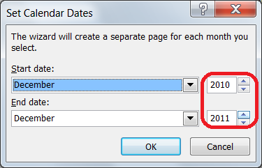 Set Calendar Dates